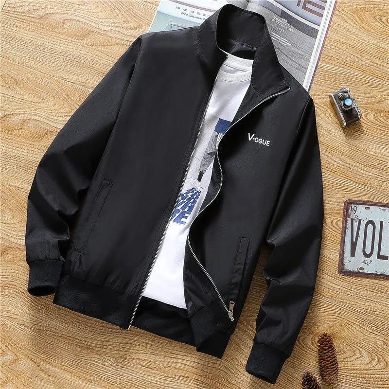 Men's Spring and Autumn Jacket Casual Men's Stand-up Collar Solid Color Casual Jacket Trend Men's Clothing