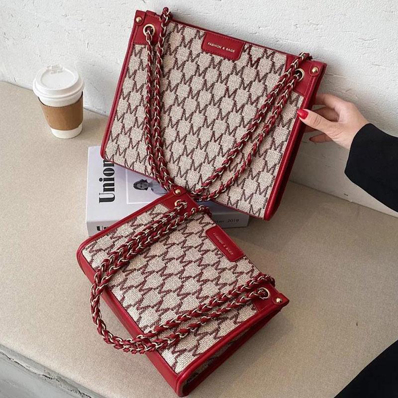 Bags Women Go Shopping Large-capacity Shoulder Bags Large Bags Casual Fashion Fashion All-match Chain Square Bag