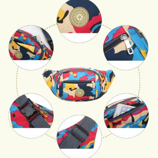 Waistbag Women's Multi-layer Camouflage Waterproof Oxford Cloth Business Bag Cashier Pockets Change Mobile Phone Riding Sports Pockets