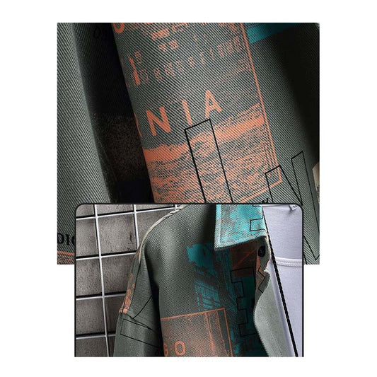 Casual Long-sleeved Shirt Men's Tide Brand Hong Kong Style Men's Ruffian Handsome Shirt Thin Coat Top Clothes