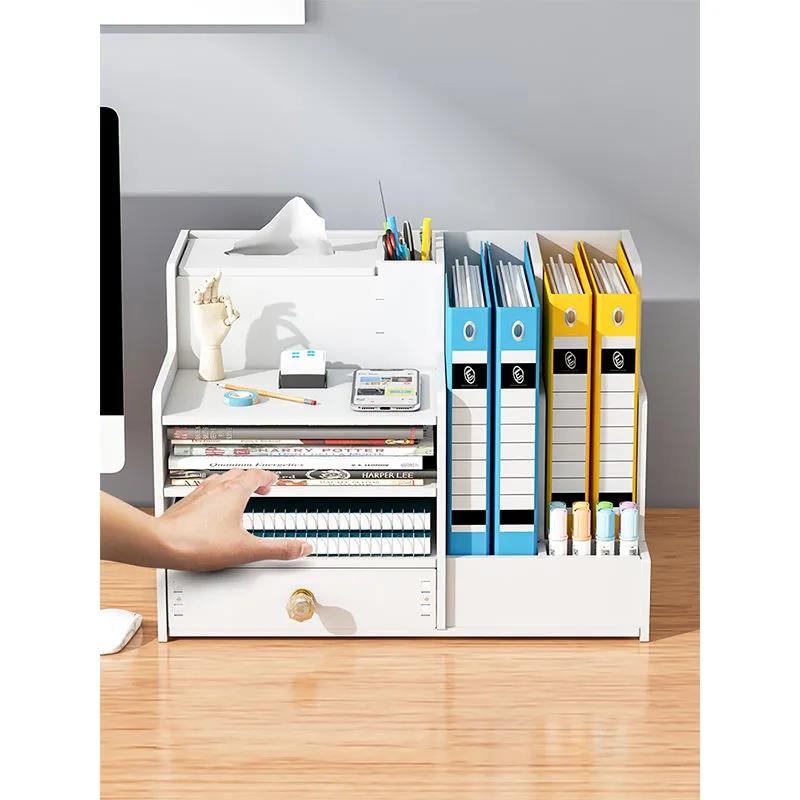 Office Supplies Desktop Storage Box Large Multi-layer Storage Shelf Sundries Document Information Book Desk Storage