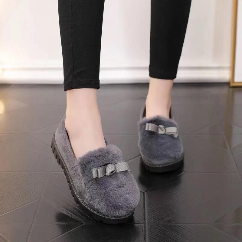 Women's Autumn and Winter Plush Shoes Flat All-match Cotton Shoes Outer Wear Plus Velvet Beanie Shoes