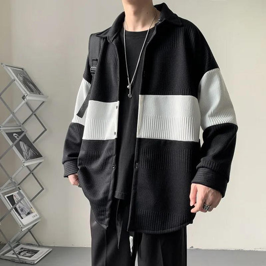Sweater Cardigan Coat Men's Loose Stitching Color Thickened Knitted Cardigan Coat Warm and Comfortable Breathable Men's Sweater