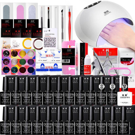 Gel Nail Polish Set 24W LED UV Lamp nail dryer Manicure Set Nail Tools Kit Nail Art Pusher Kit