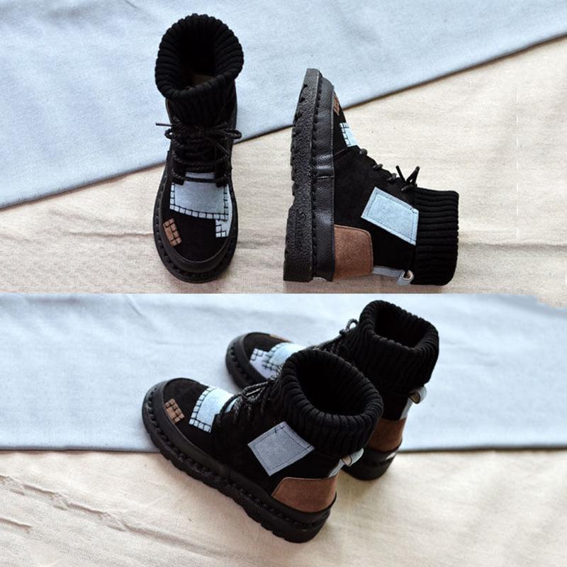 High-top Retro Women's Martin Boots Autumn and Winter All-match Flat Ankle Boots Student Snow Boots