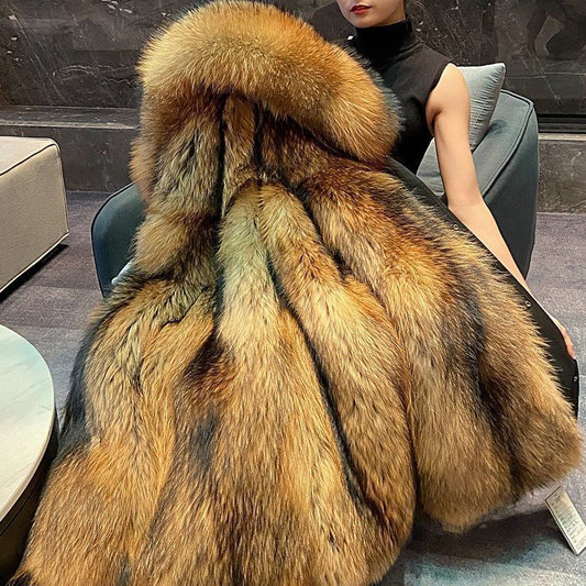 Men's Mid-length Mink Faux Fur Parker Clothing Fox Fur Thickened Liner Detachable Fur Coat