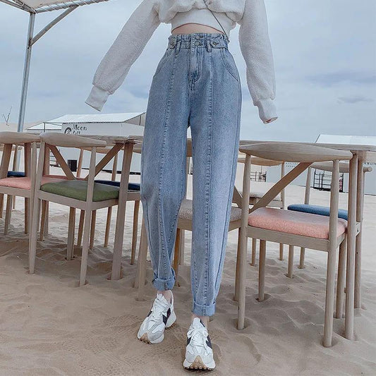 Design Harlan Jeans Female Loose Model High Waist Radish Pants Old Trousers
