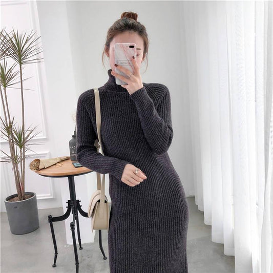 Pullover Women's Autumn and Winter New Loose High Collar Thickening Long Paragraph Bottom Skirt