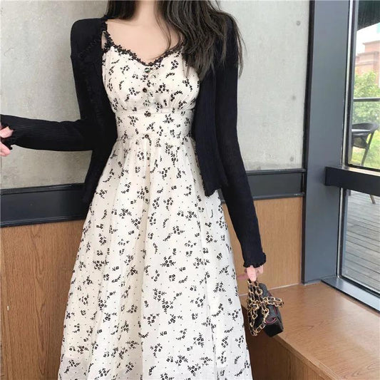Female Summer Simple Leisure All Kinds of Waist Show Thin Elegant Floral Suspender Lace Dress