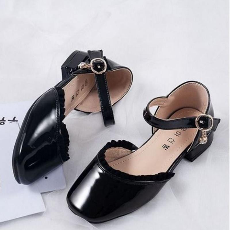 Girls Sandals Half Sandals Lace Small High-heel Fashion Tassel Single Shoes Medium Large Children's Casual Sandals
