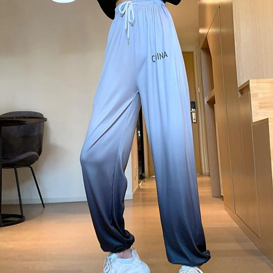 Gradient Color Summer Thin Section High-waist Corset Pants Korean Loose Wild Female Student Trousers Casual Sports Pants