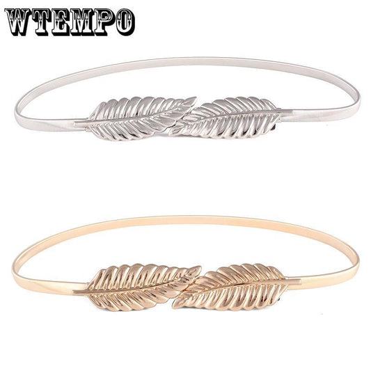 Decorative Leaf Waist Chain Ladies Metal Elastic Chain Wild Fashion Dress Waist Chain