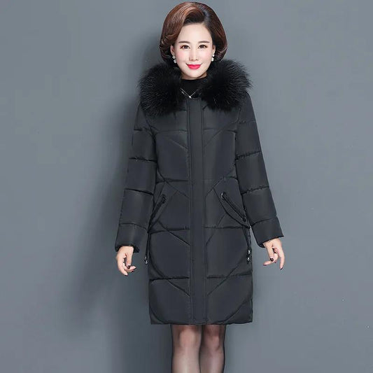 Plus Size Middle-aged and Elderly Cotton-padded Jacket Women's Mid-length New Mother's Down Jacket Middle-aged Padded Jacket