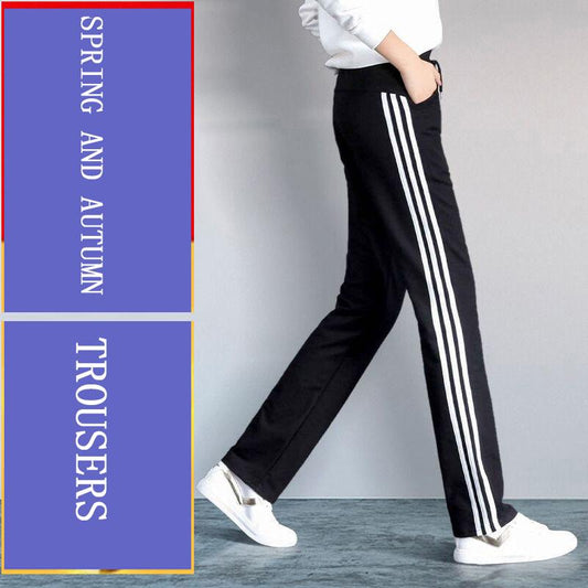Cotton Sweatpants Ladies Loose Slim Straight-leg Pants High Waist Spring and Autumn Casual Pants School Uniform Pants