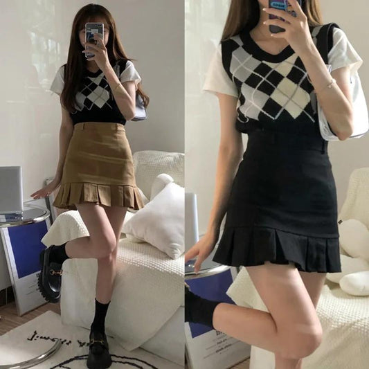 Pleated Skirt Ruffled Fishtail Skirt Women's Summer Sexy High Waist Slim A-line Pencil Skirt Bag Hip Mini Dress