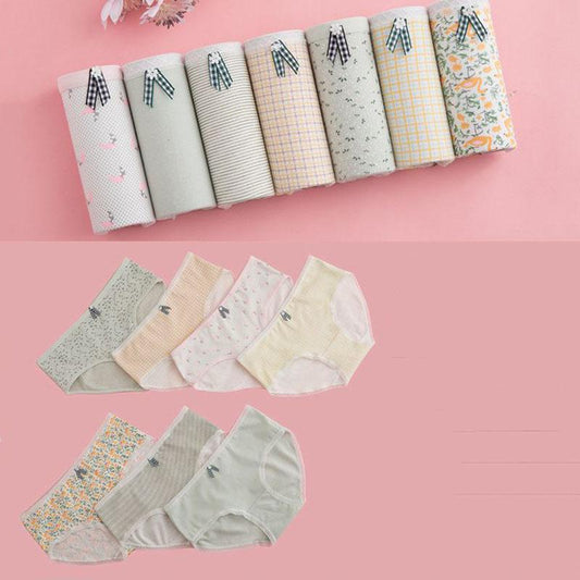 7 Pieces of 95% Cotton Women's Underwear Women's Plus Size Underwear Student Low-rise Pants Girls' Underwear
