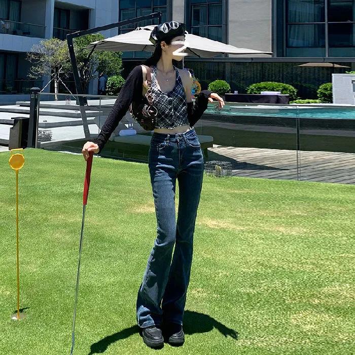 High Waist Jeans Female Spring Autumn Retro Chic Slim Elastic Pants Straight Pants