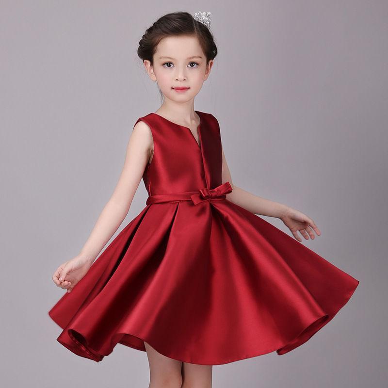Red Girl Princess Dress Dress Korean Style Flower Girl Wedding Catwalk Show Costume Fluffy Dress
