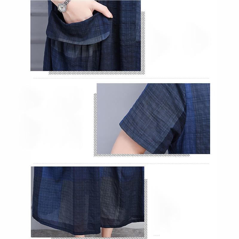 Mother Middle-aged Summer Cotton and Linen Dress Plus Size 100kg Loose Casual Linen Long Skirt Over The Knee