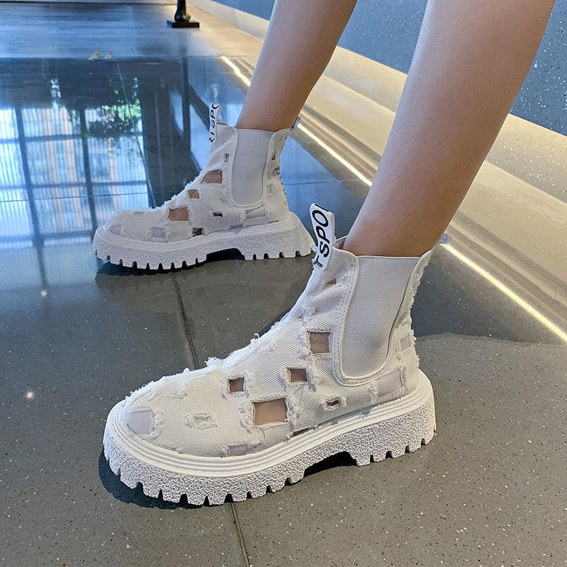 Women's Summer Thin Breathable Martin Boots Platform Cutout Boots Chelsea Boots
