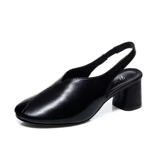 Women's Summer Solid Color Sandals Comfortable Non-slip Wear-resistant Medium Heel Sandals