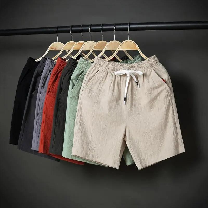 Men's Shorts Summer Outer Wear Cotton and Linen Five-point Pants Loose Casual All-match Breathable Plus Fertilizer Plus Size Linen Shorts