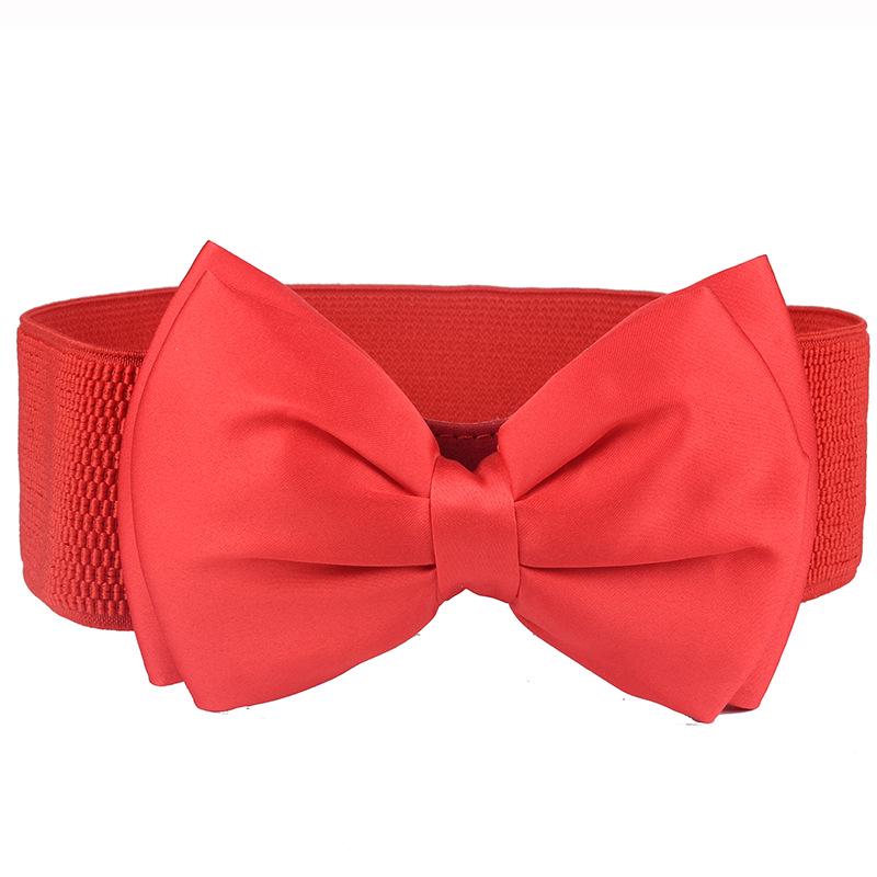 Elastic Belt Ladies Chiffon Bow High Elasticity Snap Wide Belt