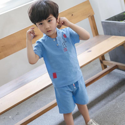 Kids Clothing Boy Suit Summer Short-sleeved Casual Baby Children 1-9 Years Old Two-piece