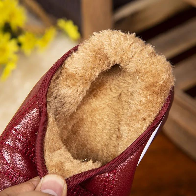 Women's Winter Leather Waterproof Cotton Shoes Plus Velvet Padded Non-slip Wear-resistant Short Boots