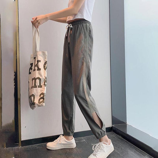 Ice Silk Sweatpants Women's Pants Summer Thin Loose Wide-legs Plus Size Nine Points Casual Thin All-match Pants