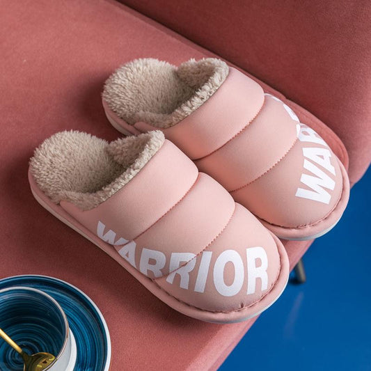 Autumn and Winter Pure Cotton Slippers Indoor Warmth Flat Shoes Feather Upper Casual Home