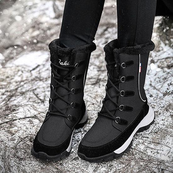 Women's Snow Boots In Winter Large Size Non Slip Cotton Boots Female Outdoor Plush Thickened Hiking Boots