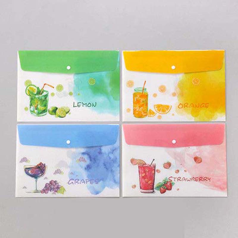 8 Pcs-office Supplies A4 Plastic File Bag, Student Stationery Test Paper Press Button Information Bag