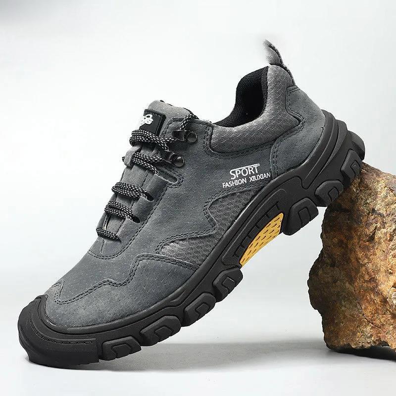 Mountaineering Men's Shoes Winter Plus Velvet Warm Outdoor Casual Leather Shoes Leather Non-slip Wear-resistant Men's Sports Shoes