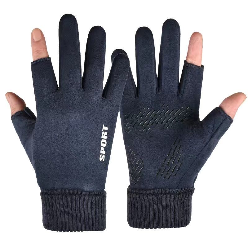 Half-finger Riding Leather Gloves Fingerless Men's Spring and Summer Sunscreen Fishing Leaky Fingers Half-fingerless Summer Women's Thin Section