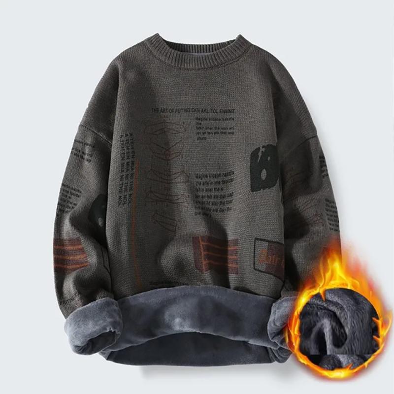 Winter Plus Velvet Thick Men's Sweatshirts Korean Casual Pullover Loose Warm Sweater Youth Sweater