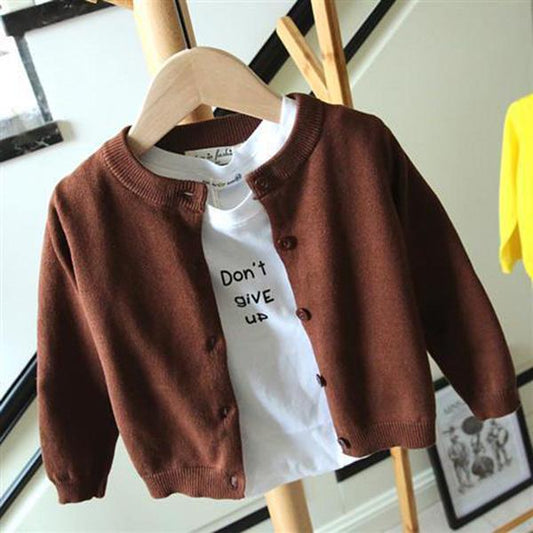 Spring and Autumn Children's Knit Cardigan Slim Cotton Thin Sweater Baby Jacket