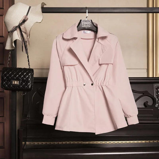 Short Windbreaker Women's Autumn and Winter Small Size Lantern Sleeve Skirt Waist Was Thin Korean Jacket