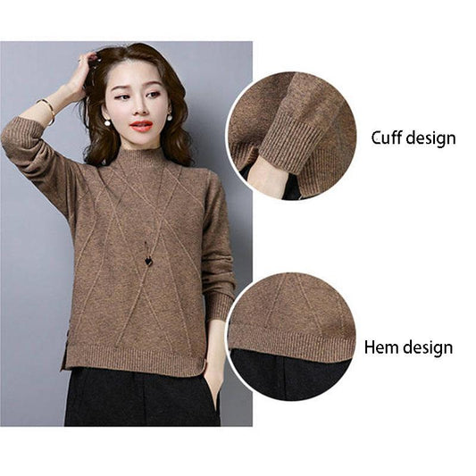 Winter Women's Turtleneck Pullover Thicken Warm Knit Pullover Plus Size Style Women