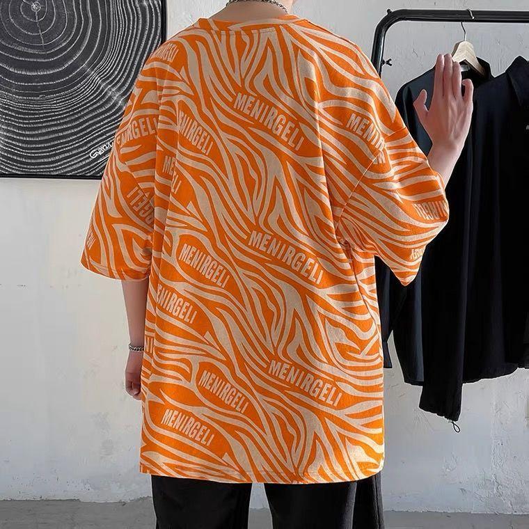 Summer Zebra Print Short-sleeved T-shirt Male Half-sleeved T-shirt Loose Trend Couple Wild
