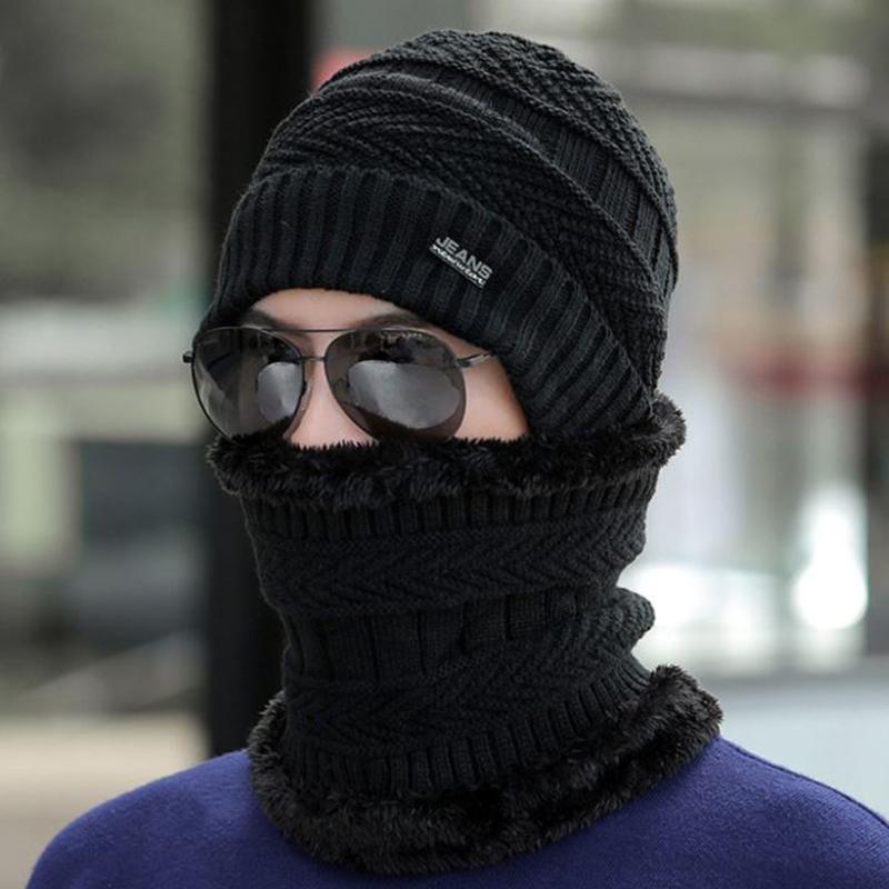 Men's Hats, Bibs, Fashion Solid Color Two-piece Knitted Hats, Cold-proof Ear Protectors and Fluffy Caps Winter Cycling Equipment