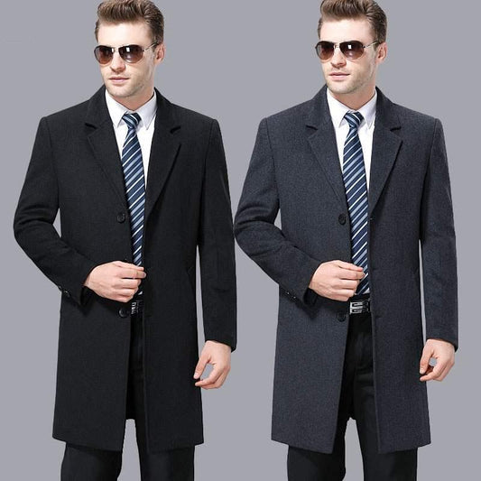 Medium and long section Woolen coat Large size Windbreaker Men's clothes Autumn And Winter