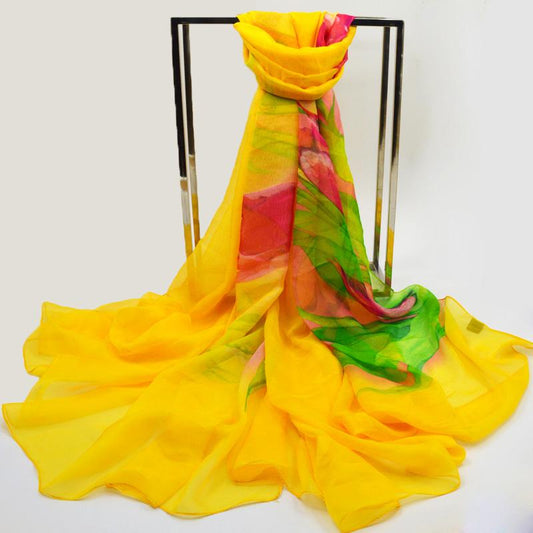 Flower Wrap Shawl Silk Imitation Satin 200*140cm Women Elegant Scarf All-match Headscarf Sunscreen Gauze Shawl