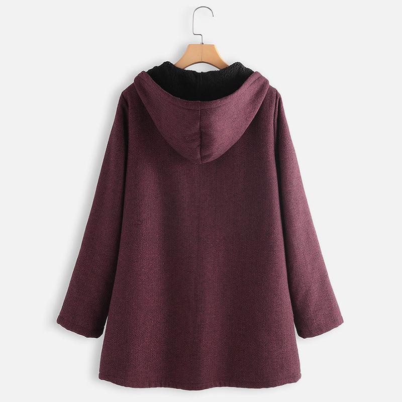 Women Winter Jackets Plus Size Casual Hooded Parkas Coat Long Thick Warm Outerwear Solid Plush Fleece Casual Jackets
