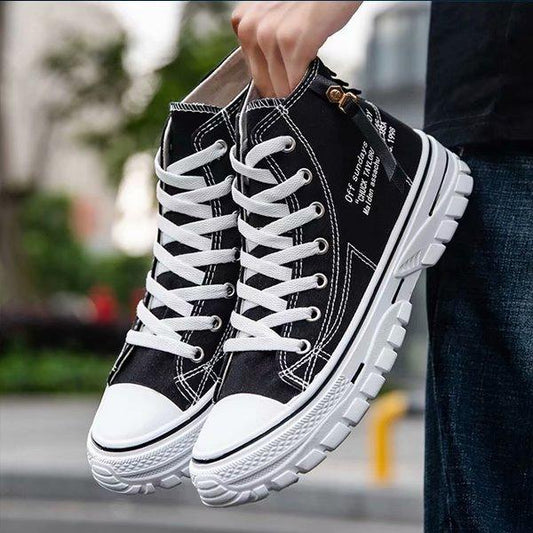 Trending High-top Canvas Shoes Men's Casual Cool Fashion Street Style Shoes Hip Hop Sneakers for Teens