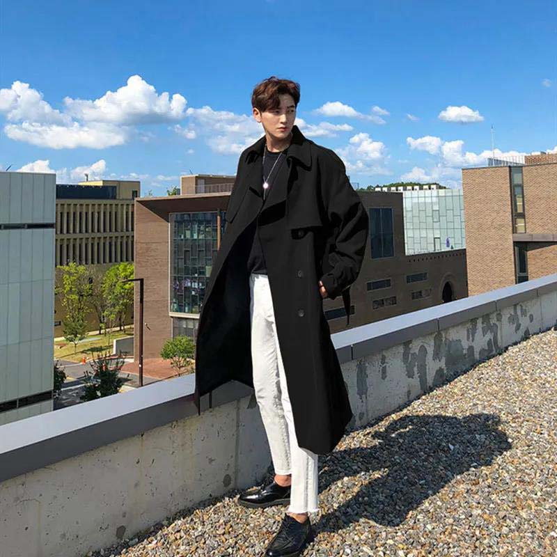 2021 New Mid-length Hong Kong Wind Over The Knee Coat British Autumn and Winter Coat