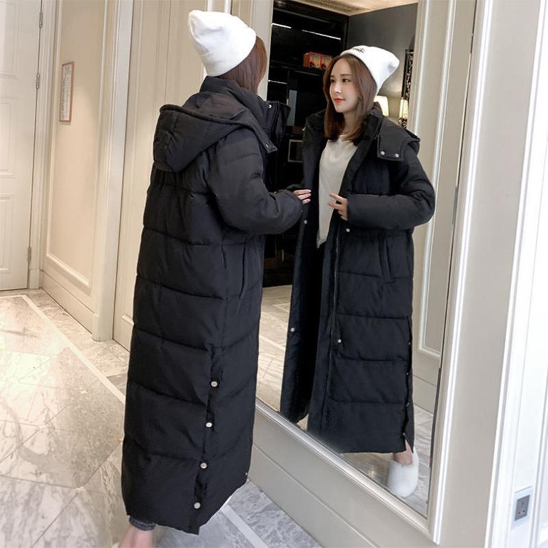 Women's Mid-length Down Jacket Winter Korean Loose Cotton Clothes Casual Hooded Padded Jacket Quilted Jacket