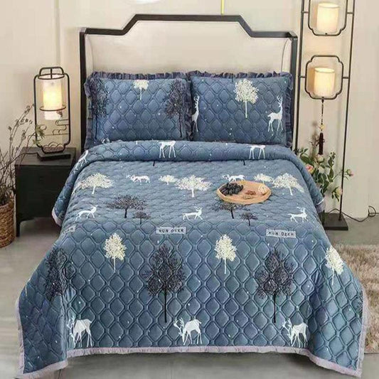 3pcs/set Three-piece Thick Crystal Velvet Bed Sheet Set Winter Warmth Double-sided Short Velvet Blanket Pillowcases Three-piece Set