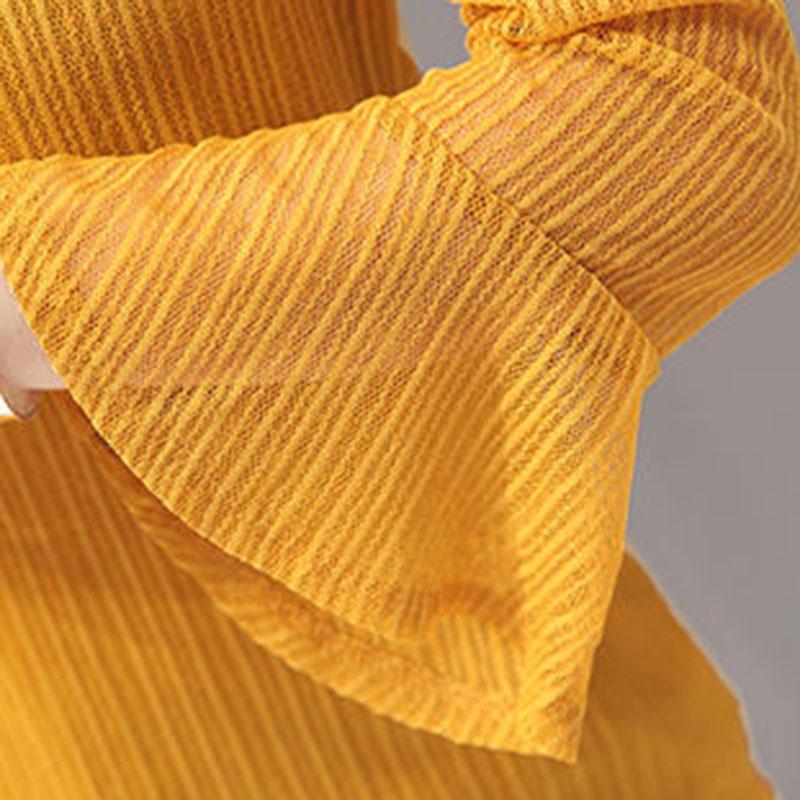 Women's Summer Loose Long Sleeve Top Print Versatile Round Neck Chiffon T-Shirt