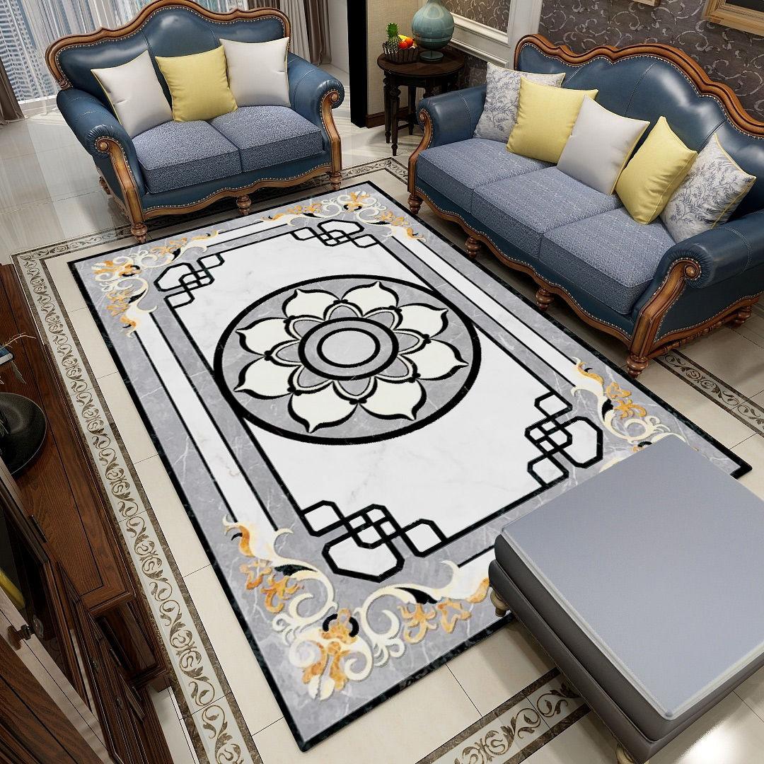 Living Room Carpet Marble Pattern Bedroom Bedside Blanket Household Square Floor Mats